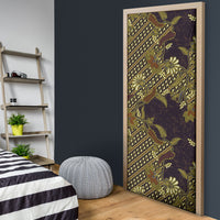 Indonesian Parang Batik Door Cover Yellow Floral Pattern