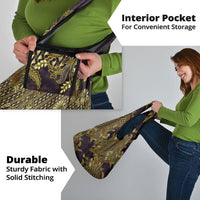 Indonesian Parang Batik Grocery Bag Yellow Floral Pattern