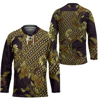 Indonesian Parang Batik Hockey Jersey Yellow Floral Pattern