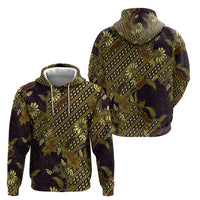 Indonesian Parang Batik Hoodie Yellow Floral Pattern