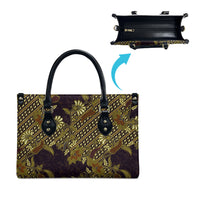 Indonesian Parang Batik Leather Bag Yellow Floral Pattern