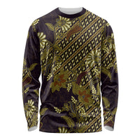 Indonesian Parang Batik Long Sleeve Shirt Yellow Floral Pattern