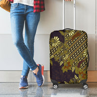 Indonesian Parang Batik Luggage Cover Yellow Floral Pattern