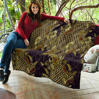 Indonesian Parang Batik Quilt Yellow Floral Pattern