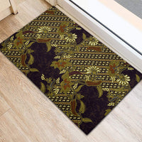 Indonesian Parang Batik Rubber Doormat Yellow Floral Pattern