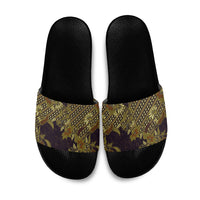 Indonesian Parang Batik Slide Sandals Yellow Floral Pattern