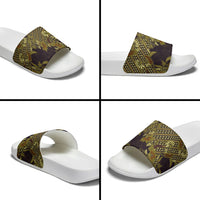 Indonesian Parang Batik Slide Sandals Yellow Floral Pattern