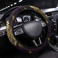 Indonesian Parang Batik Steering Wheel Cover Yellow Floral Pattern