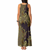 Indonesian Parang Batik Tank Maxi Dress Yellow Floral Pattern