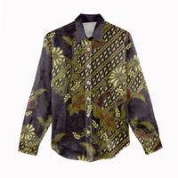 Indonesian Parang Batik Women Casual Shirt Yellow Floral Pattern