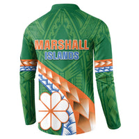 Personalised Marshall Islands Kwajalein Atoll Button Sweatshirt Polynesian Tribal Tattoo