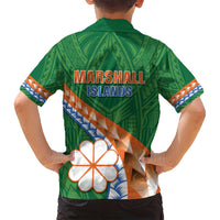 Personalised Marshall Islands Kwajalein Atoll Family Matching Long Sleeve Bodycon Dress and Hawaiian Shirt Polynesian Tribal Tattoo LT05 - Polynesian Pride