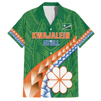 Personalised Marshall Islands Kwajalein Atoll Family Matching Long Sleeve Bodycon Dress and Hawaiian Shirt Polynesian Tribal Tattoo LT05 Dad's Shirt - Short Sleeve Green - Polynesian Pride