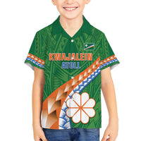 Personalised Marshall Islands Kwajalein Atoll Family Matching Long Sleeve Bodycon Dress and Hawaiian Shirt Polynesian Tribal Tattoo LT05 Son's Shirt Green - Polynesian Pride