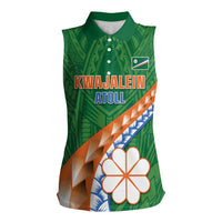 Personalised Marshall Islands Kwajalein Atoll Women Sleeveless Polo Shirt Polynesian Tribal Tattoo LT05 Female Green - Polynesian Pride