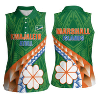 Personalised Marshall Islands Kwajalein Atoll Women Sleeveless Polo Shirt Polynesian Tribal Tattoo LT05 - Polynesian Pride