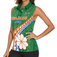 Personalised Marshall Islands Kwajalein Atoll Women Sleeveless Polo Shirt Polynesian Tribal Tattoo LT05 - Polynesian Pride