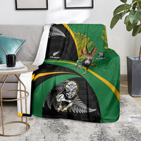 New Zealand And South Africa Rugby Blanket 2023 Springboks Combine All Black Silver Fern LT05 - Polynesian Pride