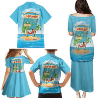 Aloha Hawaii Family Matching Puletasi and Hawaiian Shirt Funny Macaw Parrot Tropical Vibe