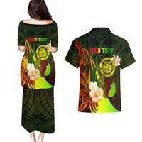 Personalised Hawaii State Motto Couples Matching Puletasi and Hawaiian Shirt Hawaiian Tribal Reggae Hammerhead Shark LT05 - Polynesian Pride