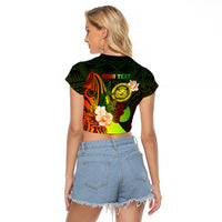 Personalised Hawaii State Motto Raglan Cropped T Shirt Hawaiian Tribal Reggae Hammerhead Shark LT05 - Polynesian Pride