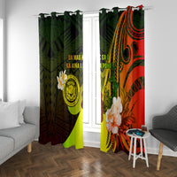 Hawaii State Motto Window Curtain Hawaiian Tribal Reggae Hammerhead Shark LT05 With Grommets Reggae - Polynesian Pride