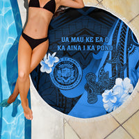 Hawaii State Motto Beach Blanket Hawaiian Tribal Blue Hammerhead Shark LT05 - Polynesian Pride