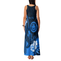 Personalised Hawaii State Motto Family Matching Tank Maxi Dress and Hawaiian Shirt Hawaiian Tribal Blue Hammerhead Shark LT05 - Polynesian Pride