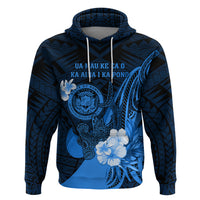 Personalised Hawaii State Motto Zip Hoodie Hawaiian Tribal Blue Hammerhead Shark LT05 Pullover Hoodie Blue - Polynesian Pride