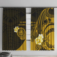 Hawaii State Motto Window Curtain Hawaiian Tribal Gold Hammerhead Shark LT05 With Hooks Gold - Polynesian Pride