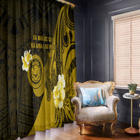 Hawaii State Motto Window Curtain Hawaiian Tribal Gold Hammerhead Shark LT05 - Polynesian Pride