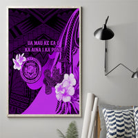 Hawaii State Motto Canvas Wall Art Hawaiian Tribal Purple Hammerhead Shark LT05 - Polynesian Pride