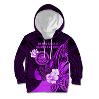 Personalised Hawaii State Motto Kid Hoodie Hawaiian Tribal Purple Hammerhead Shark LT05 Hoodie Purple - Polynesian Pride