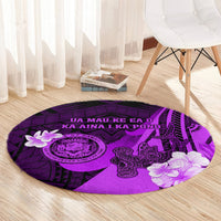 Hawaii State Motto Round Carpet Hawaiian Tribal Purple Hammerhead Shark LT05 - Polynesian Pride