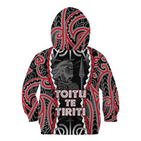 Aotearoa Waitangi Day Kid Hoodie Maori Warrior Tribal Tattoo