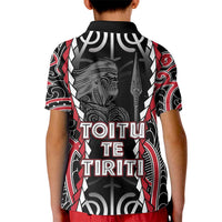 Aotearoa Waitangi Day Kid Polo Shirt Maori Warrior Tribal Tattoo