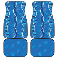 Hawaii Maile Lei Car Mats With Blue Monstera Pattern