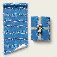 Hawaii Maile Lei Wrapping Paper With Blue Monstera Pattern - Polynesian Pride