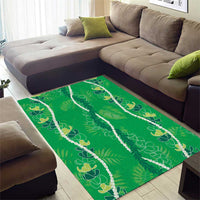 Hawaii Maile Lei Area Rug With Green Monstera Pattern