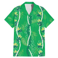 Hawaii Maile Lei Family Matching Mermaid Dress and Hawaiian Shirt With Green Monstera Pattern