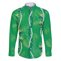 Hawaii Maile Lei Family Matching Mermaid Dress and Hawaiian Shirt With Green Monstera Pattern
