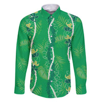 Hawaii Maile Lei Family Matching Puletasi and Hawaiian Shirt With Green Monstera Pattern