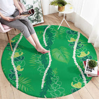 Hawaii Maile Lei Round Carpet With Green Monstera Pattern LT05 - Polynesian Pride