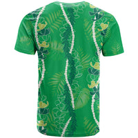 Hawaii Maile Lei T Shirt With Green Monstera Pattern
