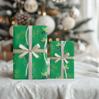 Hawaii Maile Lei Wrapping Paper With Green Monstera Pattern - Polynesian Pride