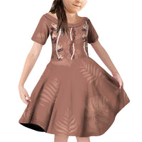 Hawaii Maile Lei Family Matching Off Shoulder Short Dress and Hawaiian Shirt With Brown Monstera Pattern