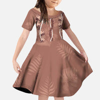 Hawaii Maile Lei Family Matching Summer Maxi Dress and Hawaiian Shirt With Brown Monstera Pattern