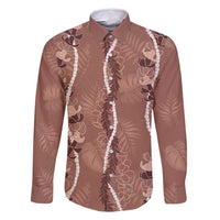 Hawaii Maile Lei Family Matching Summer Maxi Dress and Hawaiian Shirt With Brown Monstera Pattern