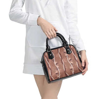 Hawaii Maile Lei Shoulder Handbag With Brown Monstera Pattern LT05 - Polynesian Pride