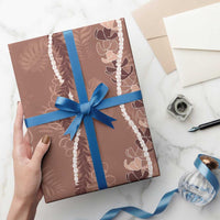 Hawaii Maile Lei Wrapping Paper With Brown Monstera Pattern - Polynesian Pride